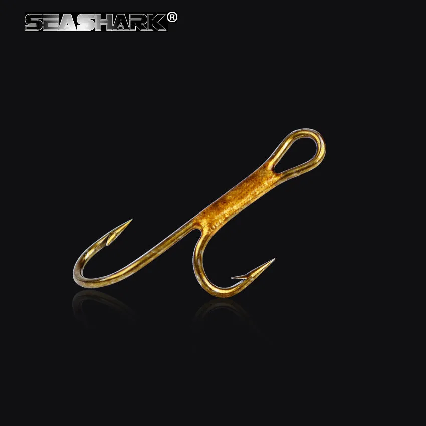 SEASHARK Sharp Gold Color Double Claws Salmon Fly Hooks Two Anchor