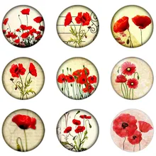 Горячая Распродажа 5 шт. 16мм20мм25мм Маковый красный и белый цветок Природа ручной работы фото стекло кабошоны стиль ювелирные изделия аксессуары