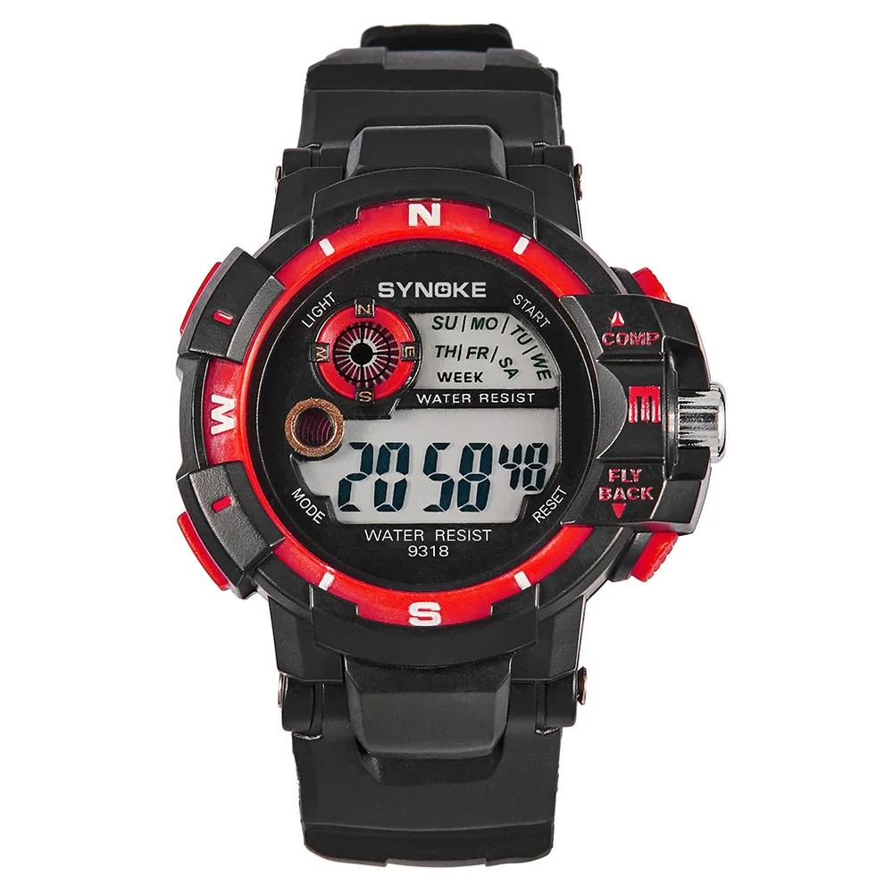 SYNOKE мужские спортивные многофункциональные 30 м водонепроницаемые часы светодиодный цифровые часы двойного действия wo мужские часы силиконовые электронные часы N50 - Цвет: Red