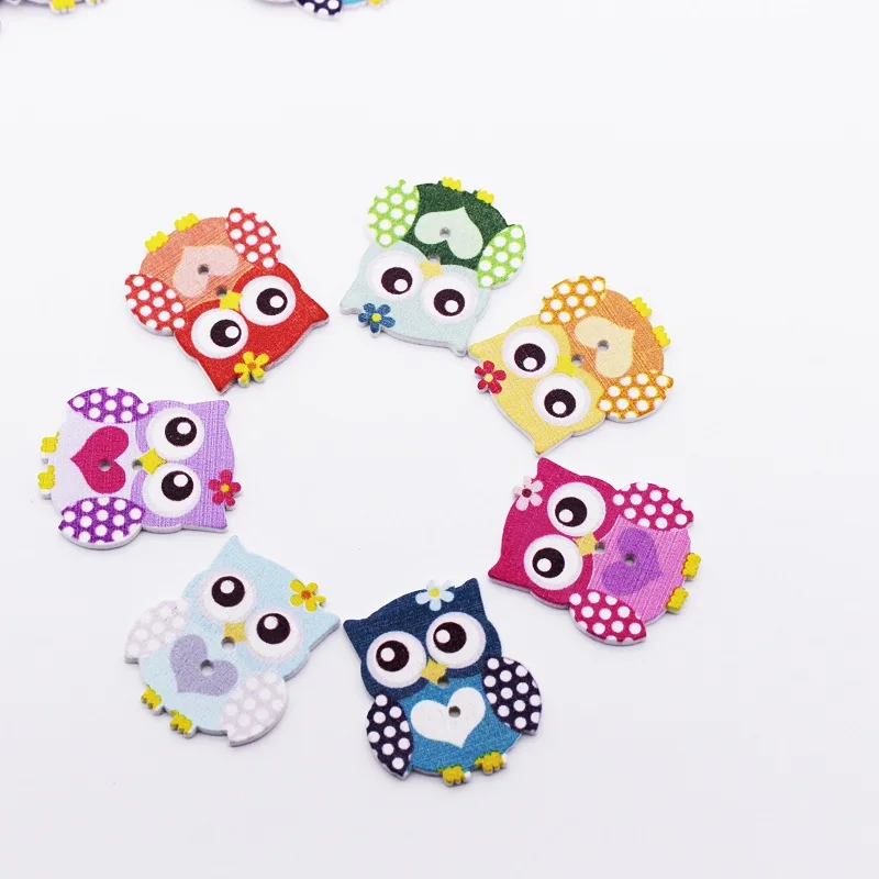 

50PCs Owl Buttons 2 Holes Wooden Buttons Sewing Buttons Craft Scrapbooking Clothing Accessories 2.5cm x2.3cm