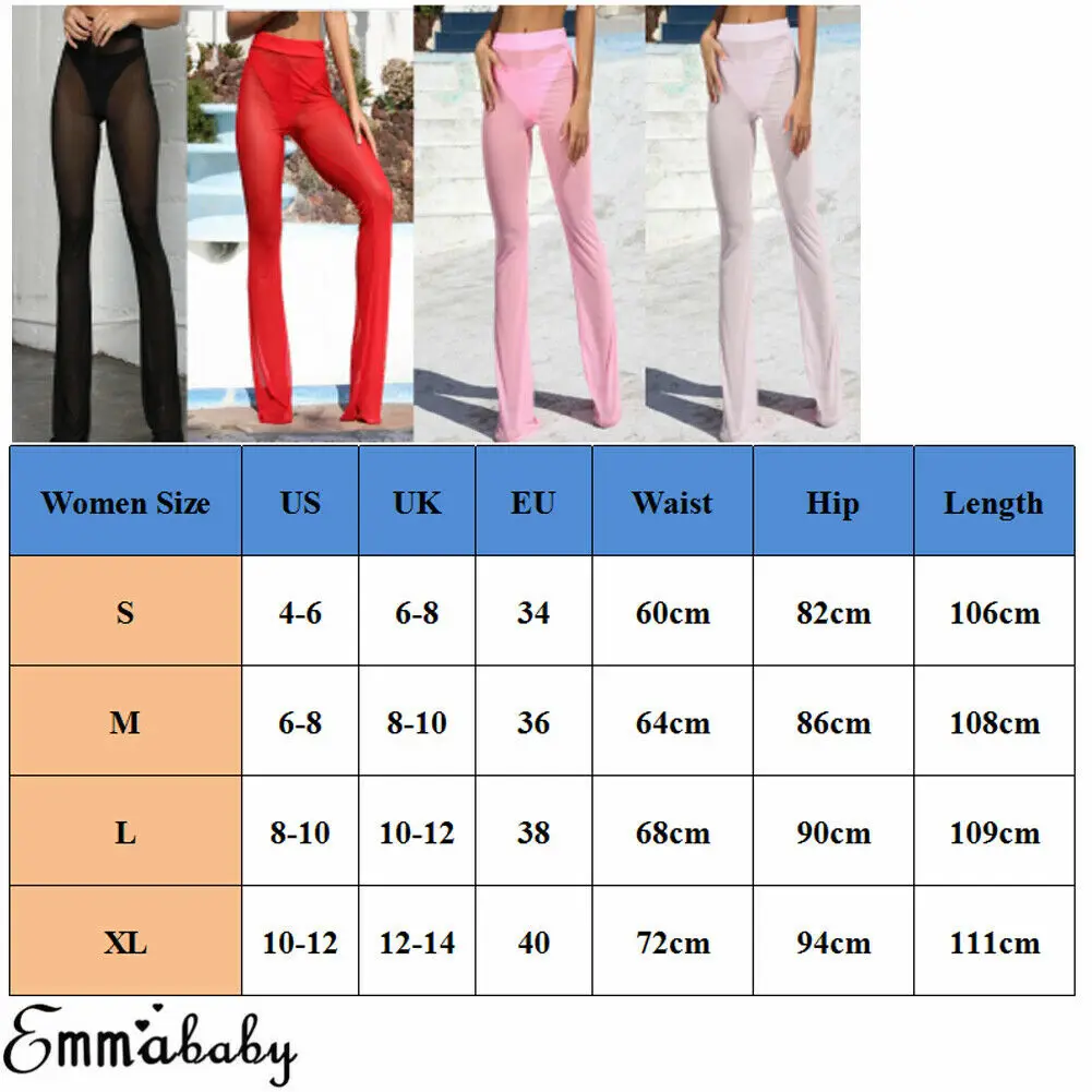 Beach Cover Summer Women See-Through Bikini Cover Up Sexy Long Pant Mesh Fishnet Bottom Cover Ups Ladies Fashion Swimwear Bathing