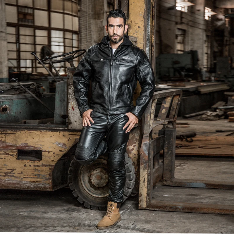 80% OFF european big size high quality super genuine cow leather motor rider jacket mens big size casual cowhide leather jacket