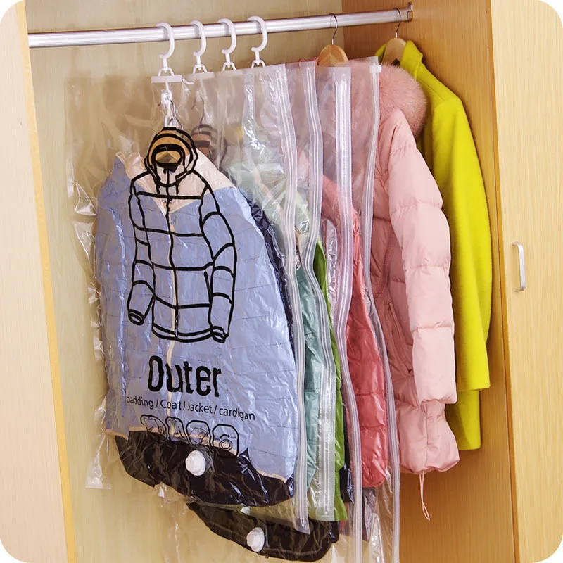 

Side Pull Hanging Vacuum Compression Bag Hanging Clothes Storage Sorting Bag Clothing Dustproof Cover Portable Home Clothes Pack