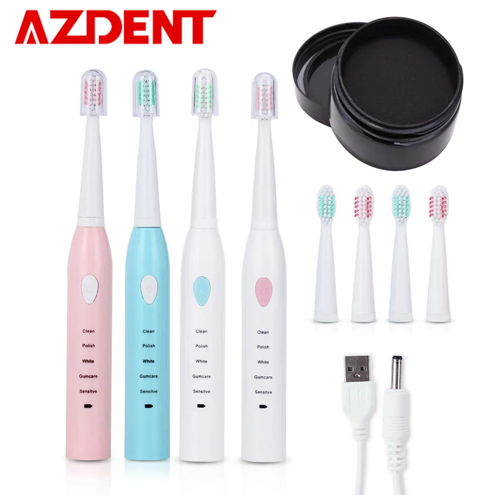 

5 Modes Sonic Electric Toothbrush Rechargeable USB Charger With 30g Tooth Whitening Powder Bamboo Charcoal Tooth Powder Cleaner
