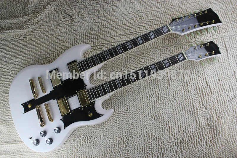 

Free Shipping Hot Sale High Quality 6 + 12 Strings Custom Guitar EDS-1275 Double Neck 400 White Electric Guitar