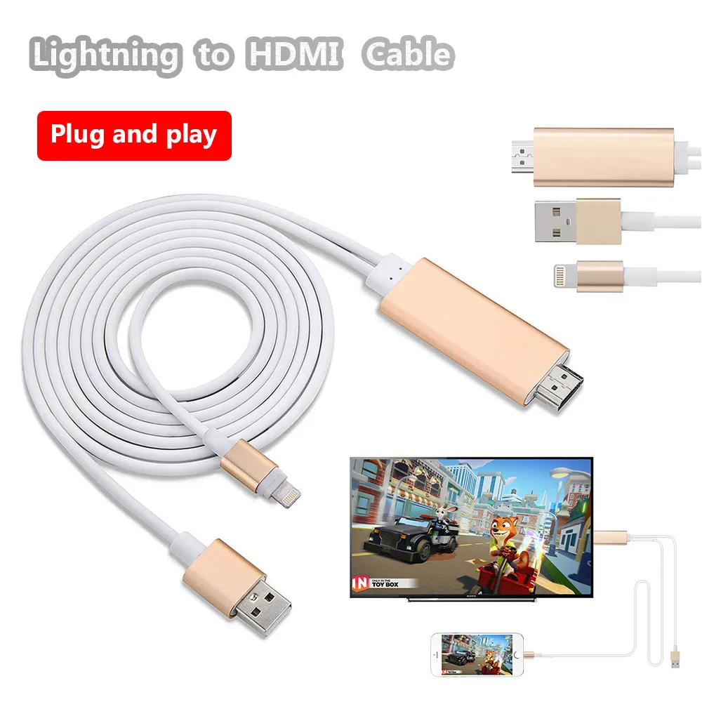 

1080P HDTV TV Digital AV Monitor Male to Female Audio Cable For Lightning to Hdmi for iPhone USB HDMI Cable Smart Converter