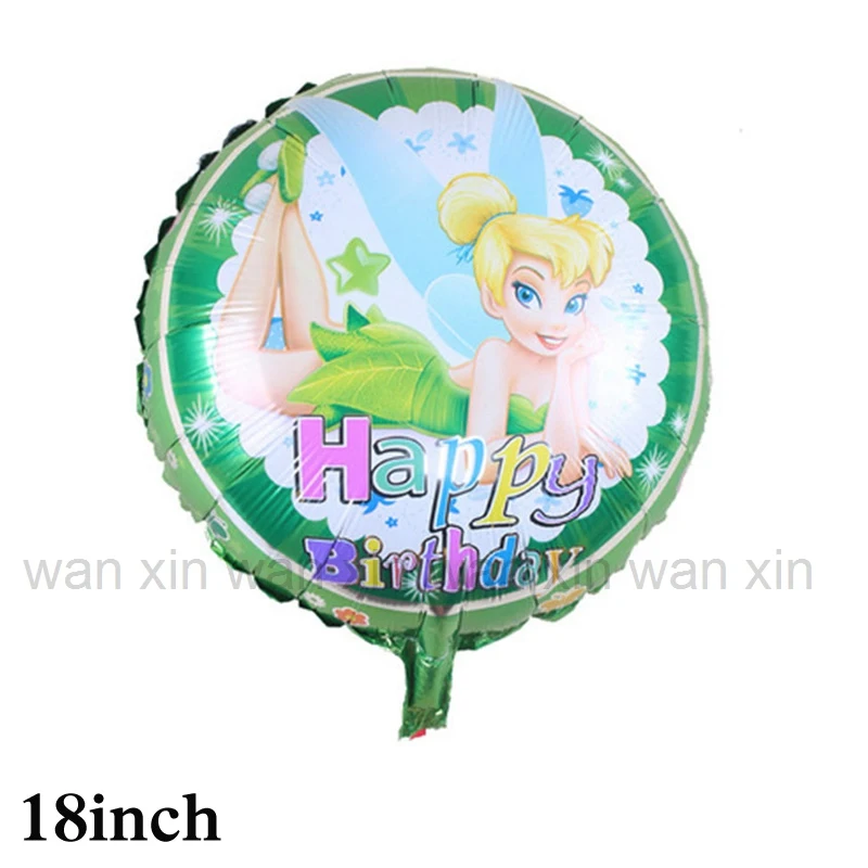 

(5pcs/lot) cartoon Tinker balloon 18inch round Fairy foil balloon fairy toys for girl birthday gift party balloons