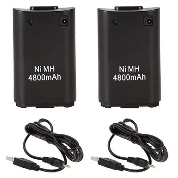 

High Quality 2Pcs 4800mAh Battery Pack USB Charger Cable for Microsoft Xbox 360 Wireless Controller
