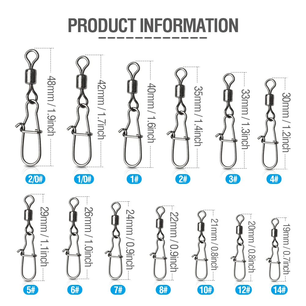 DONQL Swivel Fishing Connector Stainless Steel Hook Fast Rolling Clip Lock Safety Snap Fishhook Lure Accessorie Enhancement Pin DONQL Swivel Fishing Connector Stainless Steel Hook Fast Rolling Clip Lock Safety Snap Fishhook Lure Accessorie Enhancement Pin