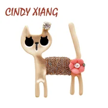 CINDY XIANG Милые Броши-кошки из сплава для женщин, детей, девочек, модная брошь с животными, картонная стильная булавка в виде котенка, летние ювелирные изделия для сумки, бейджи