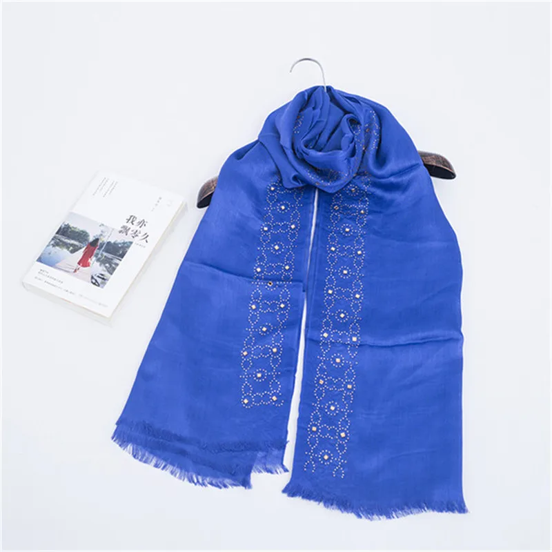 Мягкий хлопковый шарф с камнем блестящие шали для женщин - Цвет: royalblue