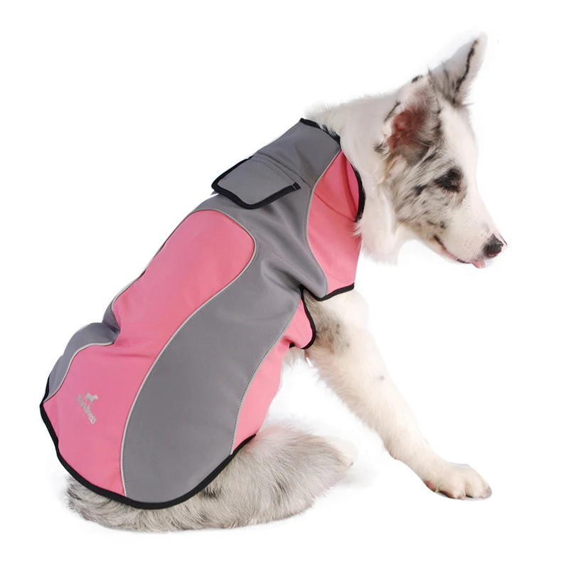 Waterproof Reflective Fleece Dog Clothes Pink Dogs Coat Jacket for