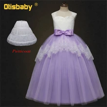 Кружевное длинное вечернее платье без рукавов для девочек-подростков; розовые элегантные платья для девочек; платье на выпускной и свадьбу; детское вечернее платье принцессы