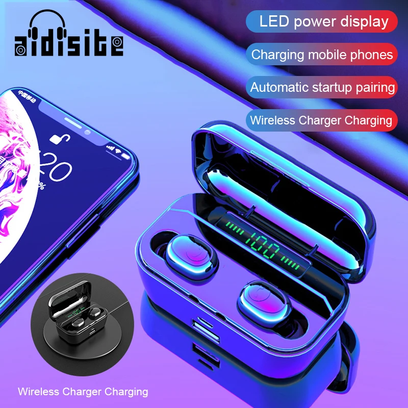 AIDISITE 3500 мА/ч Bluetooth наушники 5 0 с светодиодный Дисплей вкладыши TWS стерео