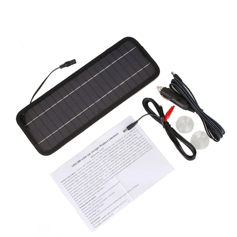 

High quality 12V 4.5W Monocrystalline Solar Panel Car Automobile Portable Solar Cells Rechargeable Power Battery Charger