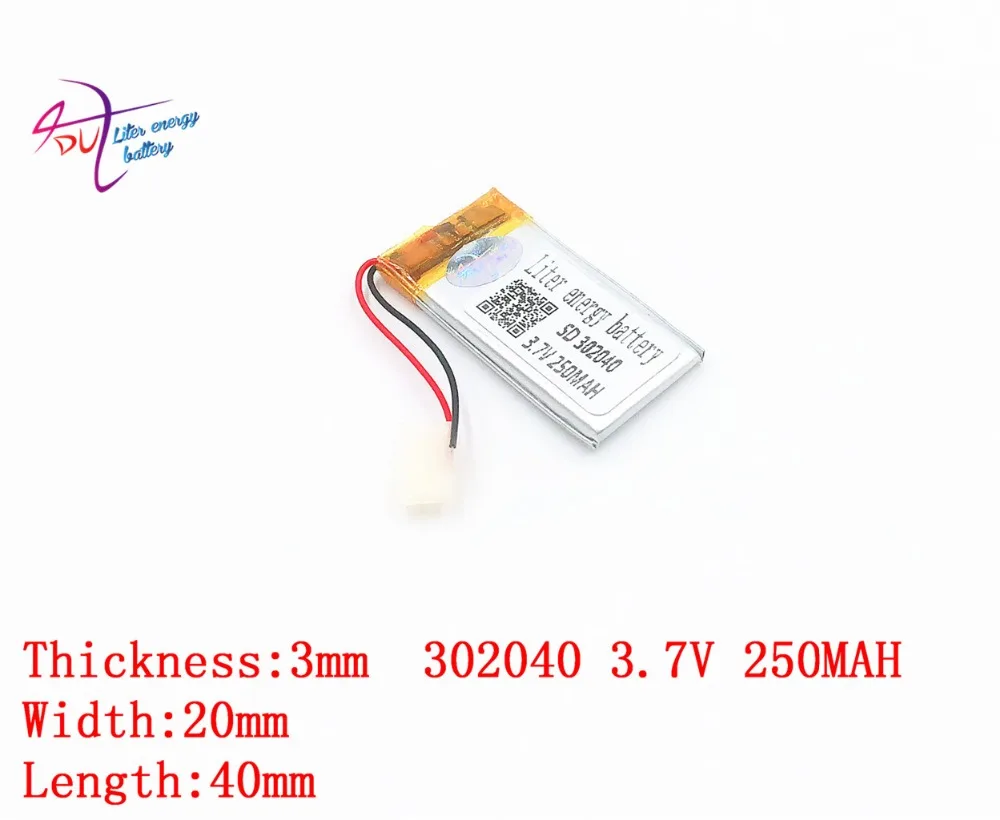 

Size 302040 3.7V 250mah Lithium Tablet polymer battery with Protection Board For MP3 MP4 MP5 GPS Digital Products Fr