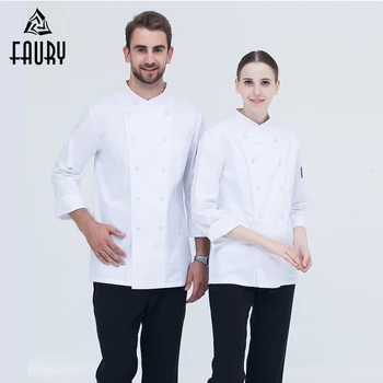 

High Quality Chef Uniform Long-sleeve Double Breasted Coats Kitchen Cook Clothes with Pocket Bakery Restaurant Cook Chef Jacket