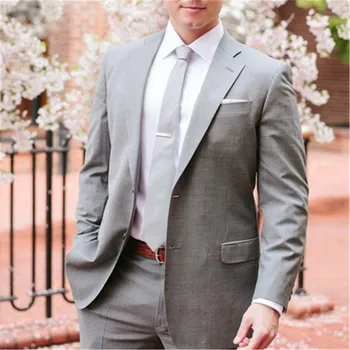 

Grey Suits Men Classic Slim Fit Clothes Latest Coat Pant Designs Modern Prom Blazer Custom Made Masculino Wedding 2 Piece