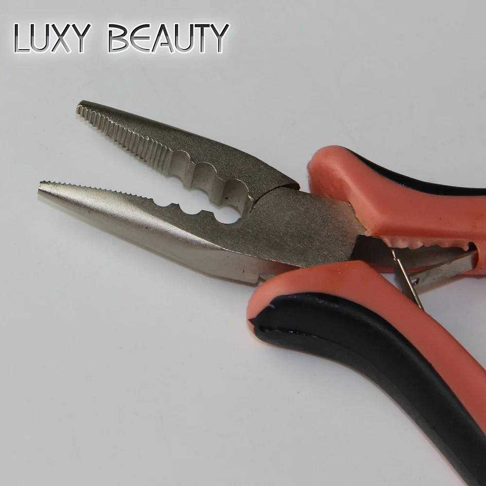 Hair Extensions Pliers Tools Pink 3 Holes Stainless Steel