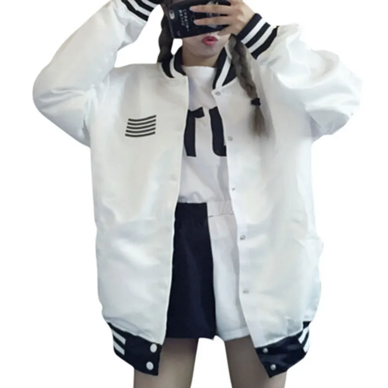 

2018 New autumn women jacket Korean loose BF Harajuku men women long sleeve single breated jacket coat two color drop ship