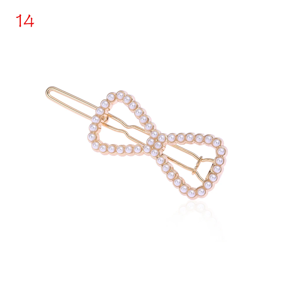 1 шт. новые модные геометрические треугольные заколки для волос элегантные женские шпильки из сплава металлические лунные круглые заколки для волос аксессуары для укладки - Цвет: 14 Pearl knot