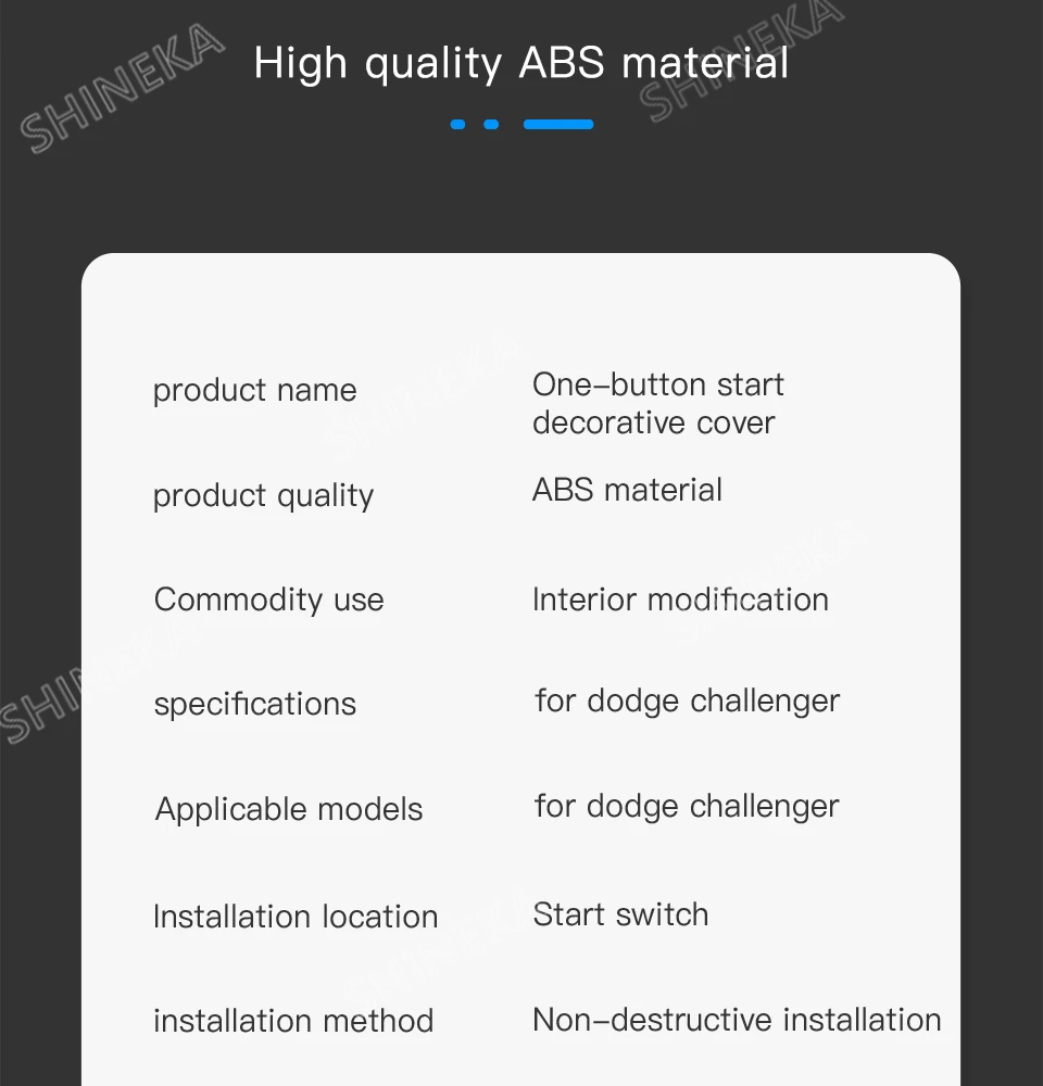 SHINEKA интерьерные молдинги, аксессуары для Dodge Challenger+ автомобильный двигатель, кнопка включения, крышка для Dodge Challenger