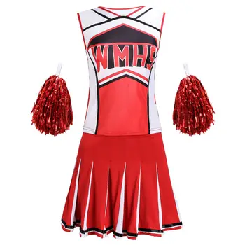 

Sexy High School Cheerleading Costume Cheer Girls Cheerleader Uniform Skirt Tops Halloween Party Outfit Women Cheerleader Dress