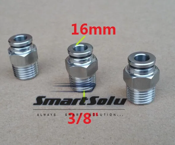 

Free shipping 10pcs/lot 16MM Tube Size 3/8" Thread stainless steel push-in fitting Threaded pipe fittings pneumatic fittings