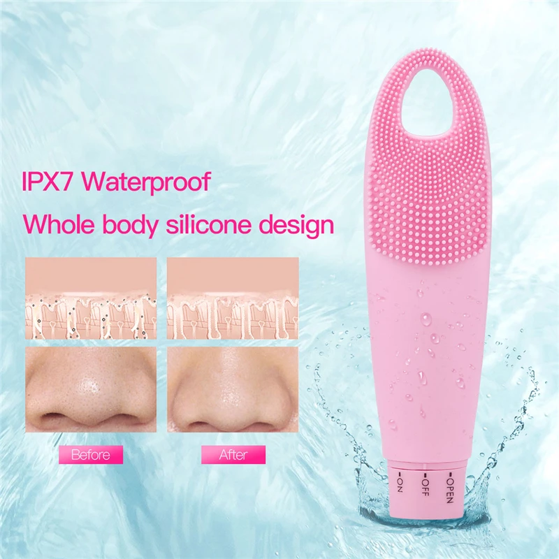 USB Facial Cleaning Massage Sonic Face Washing BrushWaterproof Silicone Face Cleanser Wrinkle Remover Device Skin Cleaner Care