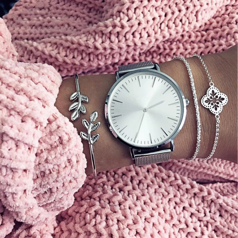 

New fashion jewelry chain flower leaf bangle set for women girl gift Simple Bracelet Pulseiras E Braceletes