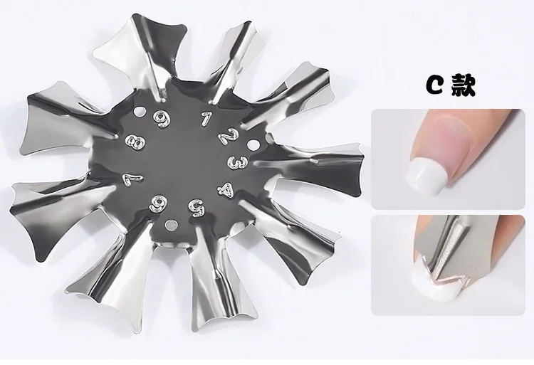 NOQ 1 шт. французский половинный Маникюр моделирование формирования нержавеющей штамповки пластины для кристальных ногтей инструменты для дизайна ногтей - Цвет: c
