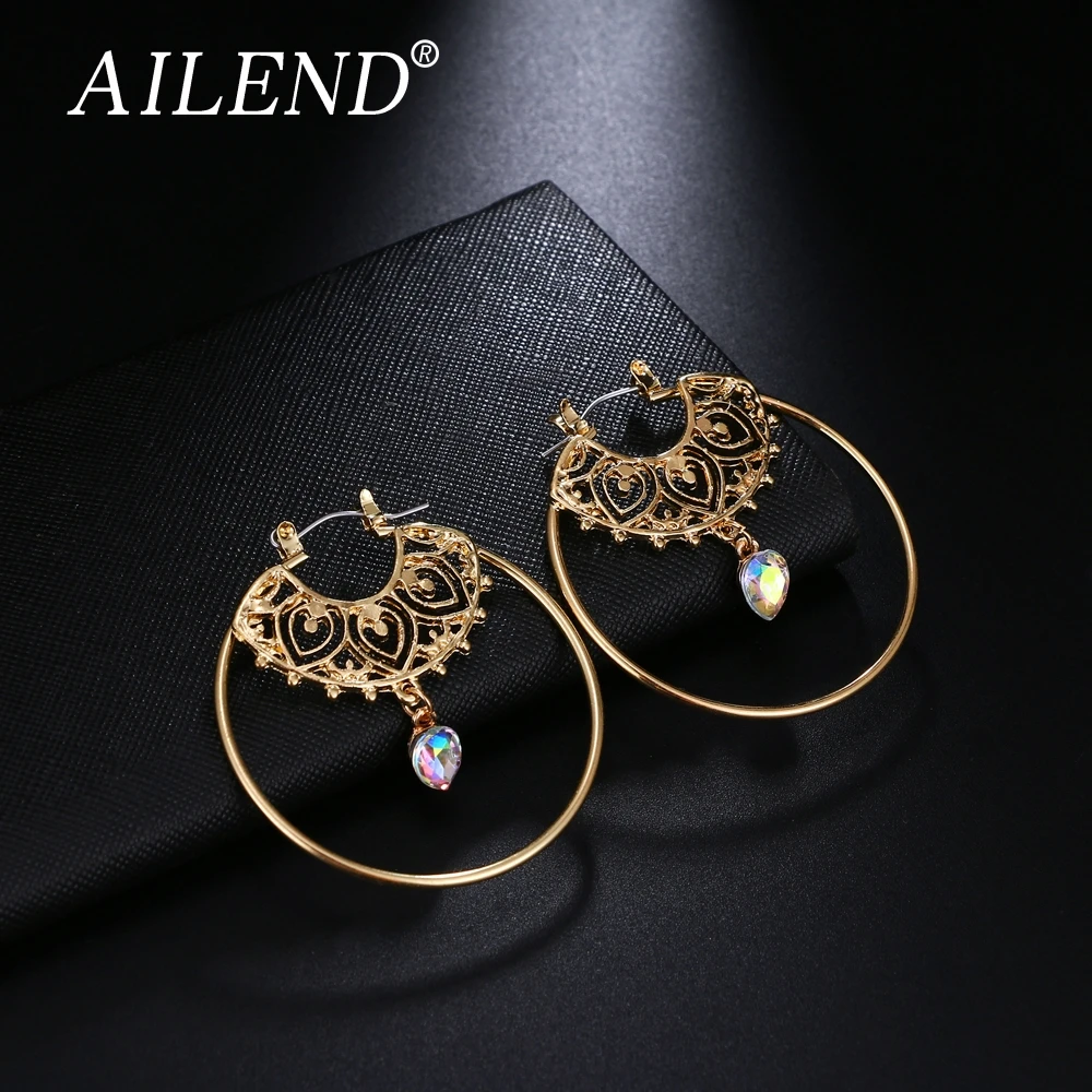 Gold Color Big Circle Round Hoop Earrings For Woman Boho Water Geometric Earring Party Jewelry Bohemian Accessories new