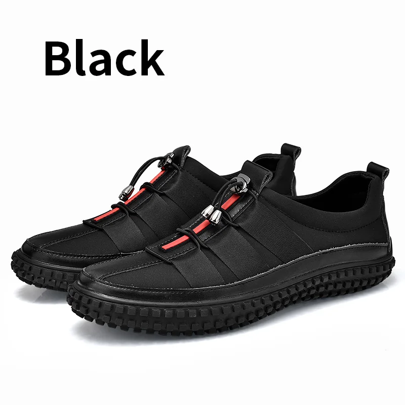 BIMUDUIYU бренд; Лидер продаж; Повседневная обувь для мужчин; сезон осень; модный светильник; дышащая мужская обувь; мужские кожаные тапочки плоские туфли - Цвет: Black