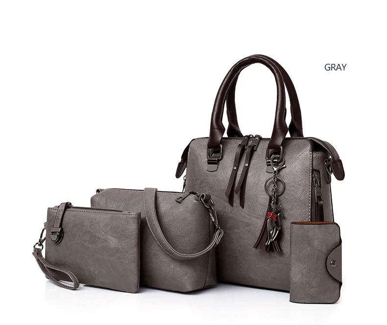 Роскошный бренд, 4 шт/комплект, женские сумки, большая вместительность, женская сумка, модные сумки через плечо для женщин,, кошелек, женская кожаная сумка