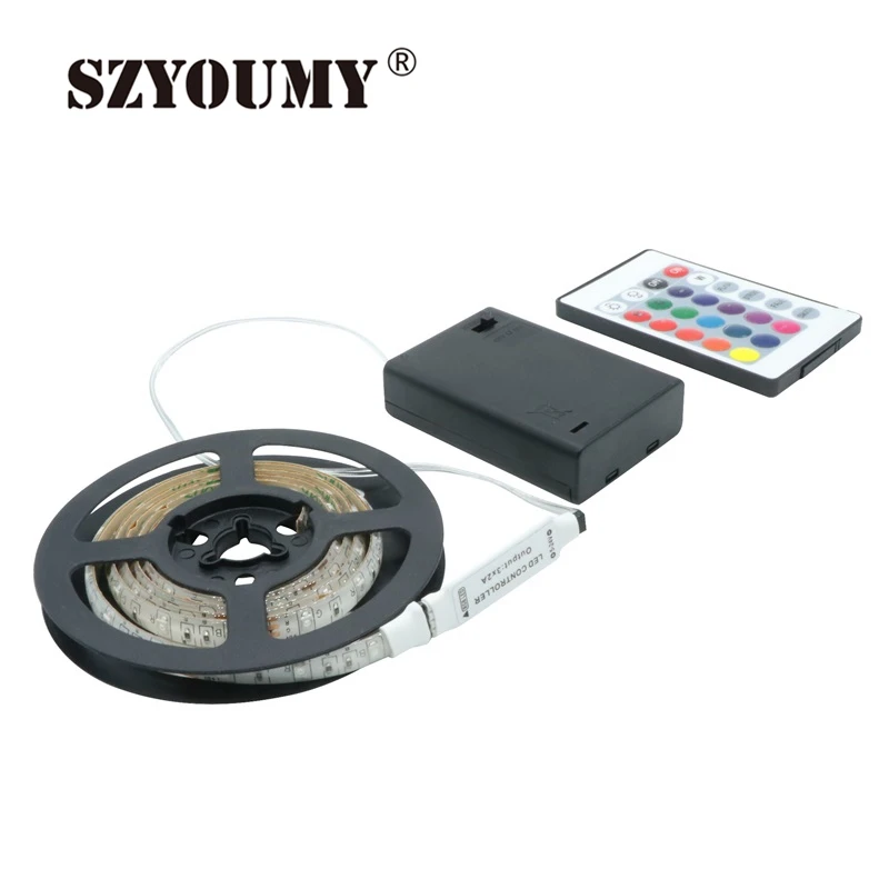 SZYOUMY RGB Led Light Strip Battery Powered+RGB Remote Controller+24