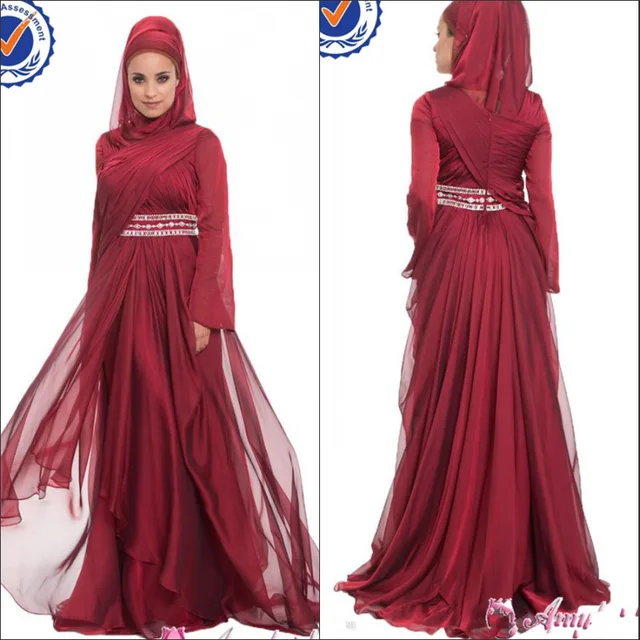 Elegant Burgundy With Veil Beaded Sash Chiffon Long Sleeve 2014 Muslim Abaya In Dubai Kaftan Dress Elegant Burgundy With Veil Beaded Sash Chiffon Long Sleeve 2014 Muslim Abaya In Dubai Kaftan Dress