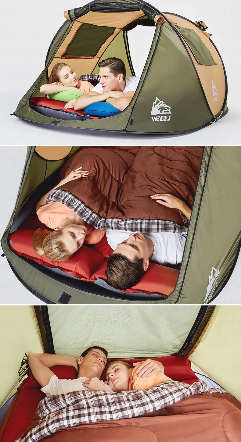 Hewolf кемпинговая палатка полностью автоматическая Сверхлегкая семейная палатка одна секунда открытая водонепроницаемая ветрозащитная большая космическая туристическая палатка