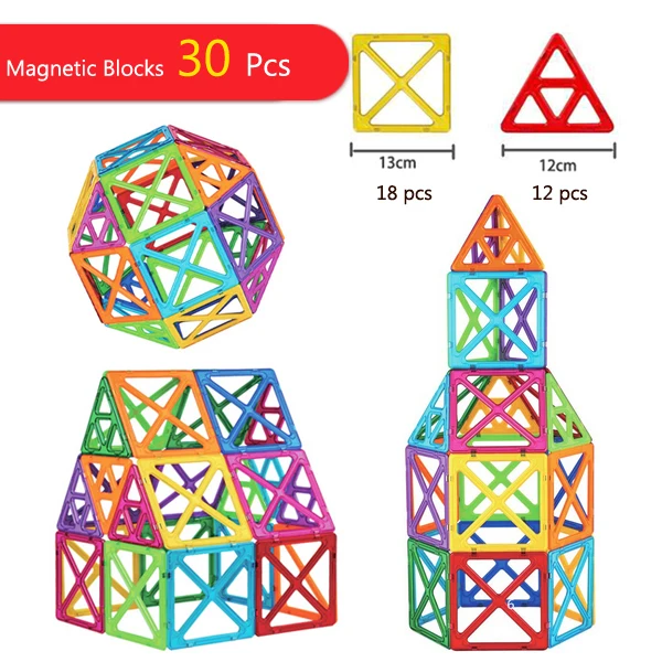 

SUPER Size 30pcs Blocks Magnetic Designer Construction Set Model & Building Toy Plastic Magnetic Blocks Educational Toys #63078
