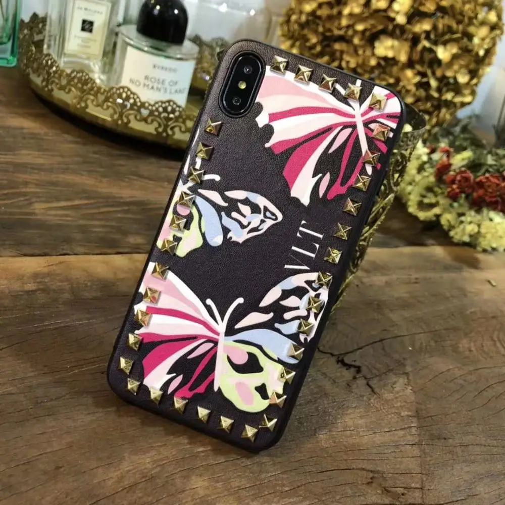 

HOKEJ Metal rivet phone case, TPU leather case, designed for iphone 11 7 8 XR XS11 por Max stylish cute mobile Phone Bag Design
