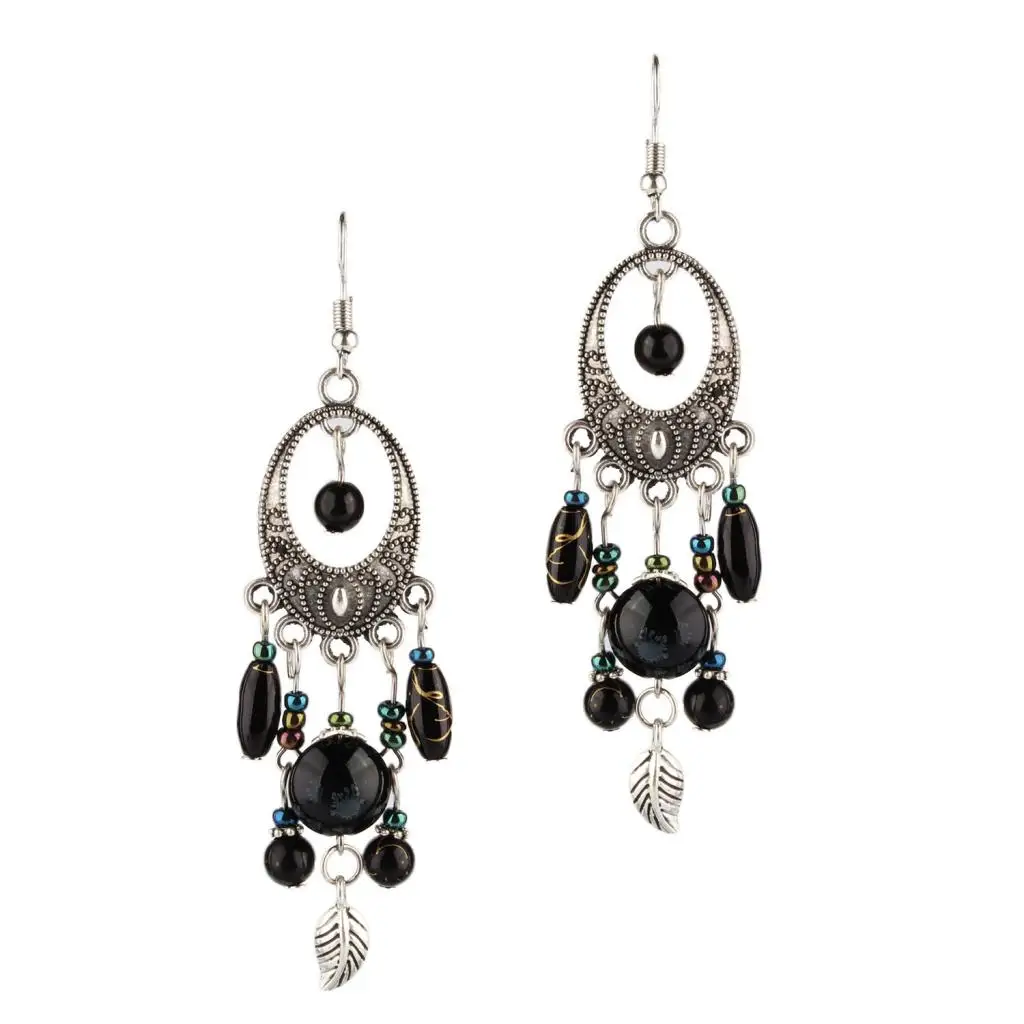 Fashion Bohemian Tassel Beads Fish Hook Drop Chandelier Tribe Earring Women Girls Ethnic Jewelry