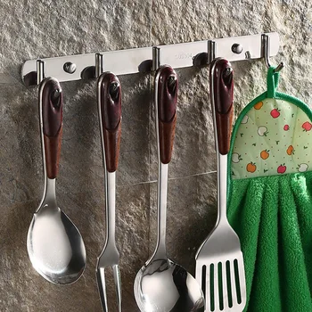 

Stainless Steel Wall Mounted Hooks Bathroom Kitchen Home Cloth Towel Rack Coat Hat Bags Key Umbrella Holder Hanger 3/4/5/6 Hooks