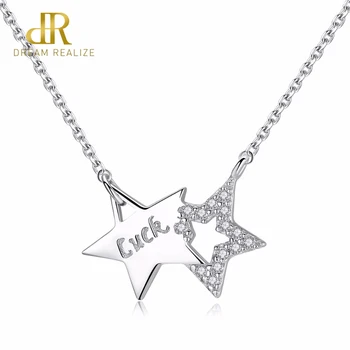 

DR Authentic 925 Sterling Silver Star Pendant Necklace for Women Fine Jewelry Clear Zircon Star 2018 Newest Arrival Jewelry