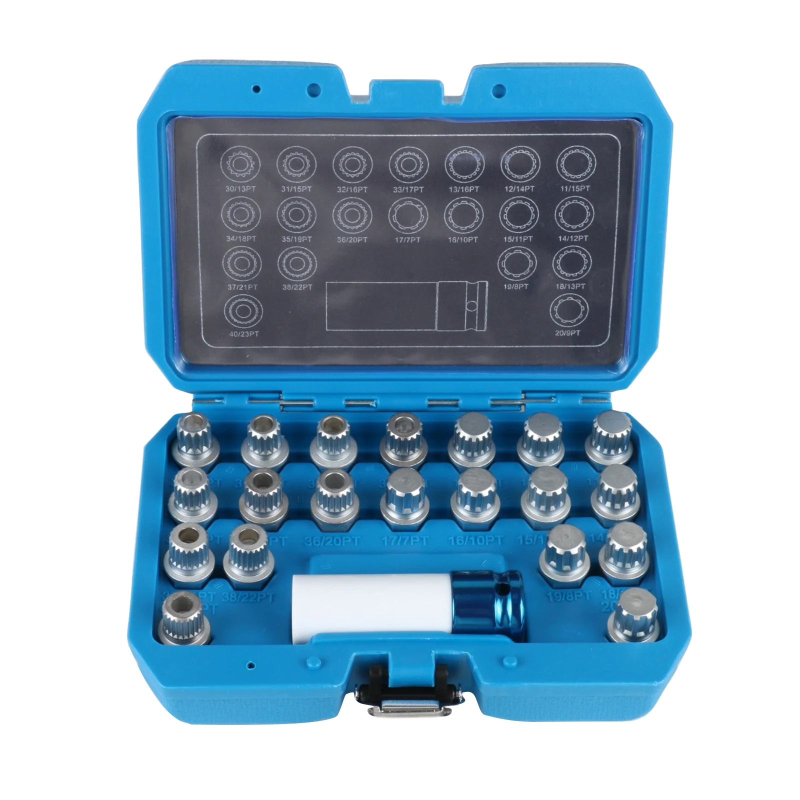 

21pc Wheel Lock Lugnut Anti-theft Lug Nut Screw Removal Key Socket Set For BMW with 1/2 inch (12.7mm) Socket Adapter