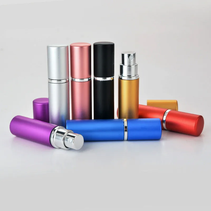 

Hot Sale 5ml Mini Perfume Refillable Bottle Solid Color Women Travel Aluminum Spray Atomizer Bottle Empty Cosmetic Containers