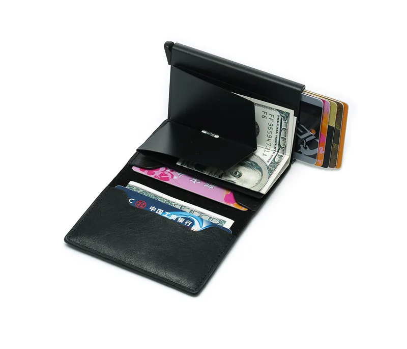 Модный радиочастотный защитный Автоматический всплывающий металлический ID-держатель для карт, чехол для карт, зажим для денег, мини-кошелек, защита для карт