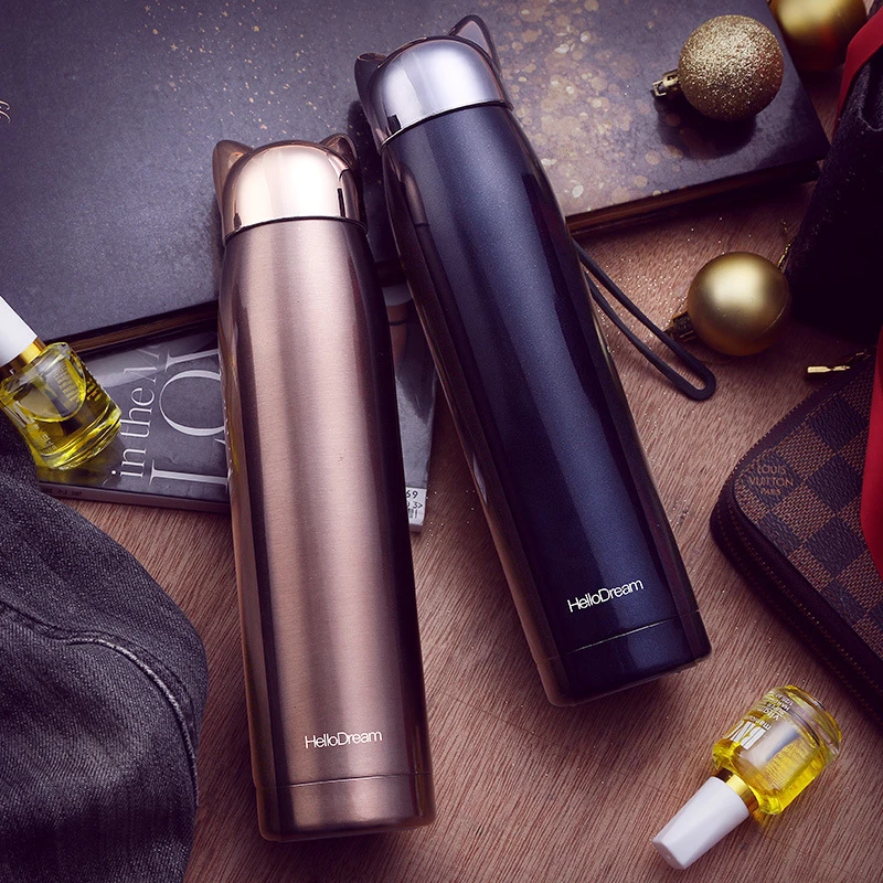 

Portable Fox Stainless Steel Thermos Cups Coffee Mug Cup Vacuum Flask Thermo Water Bottle Lovely Cool Tea Rose Gold Blue 320ML