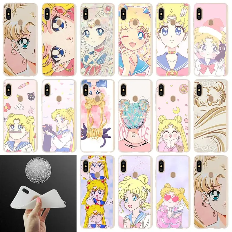 

Fashion Soft Cover Phone Case For Xiaomi Redmi Note 7 6 5 4x redmi 7 6pro 6a s2 5a 4a 4x 5plus 7A anime sailor moon lune cat
