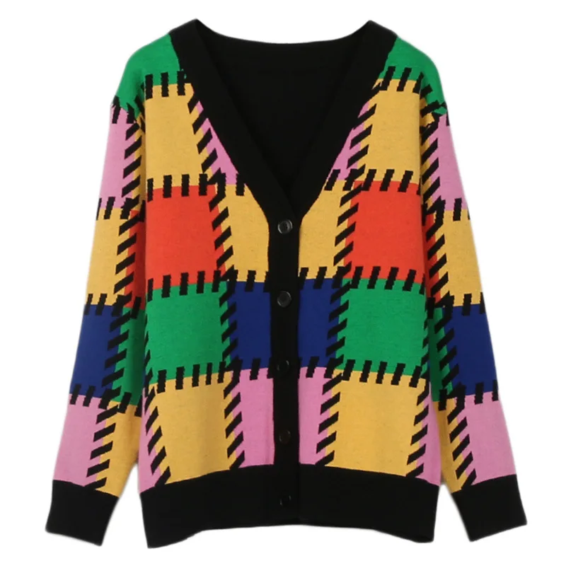 ^*Best Offers GRUIICEEN geometric pattern long sleeve autumn winter cardigan coat knitting sweater cardigan GY2018333