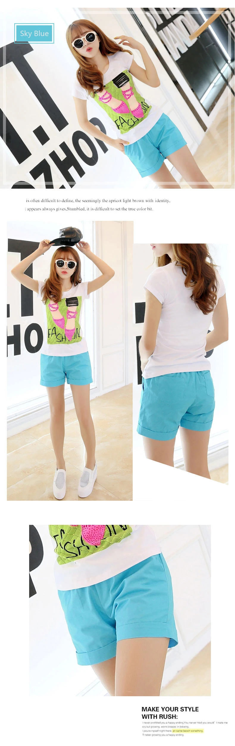 2018 summer new solid color shorts female Amoi large size candy color loose loose cotton casual shorts Korean hot pants tide (10)