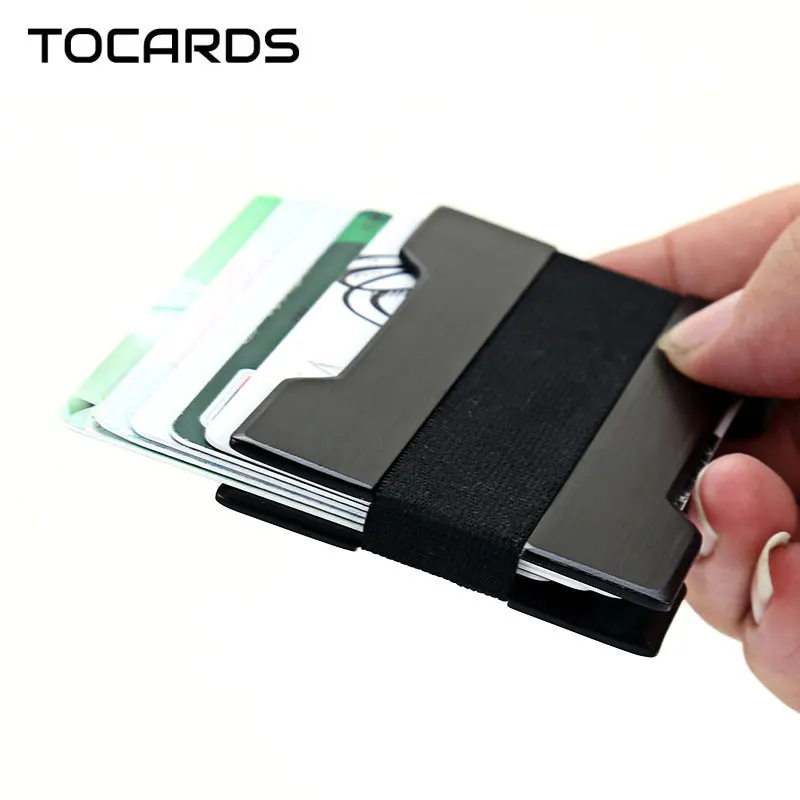 

Simple Aluminium Credit Card Holder Multifunction Man Double Alloy Strap Business ID Cards Case Thin Slim Metal Wallet for Men